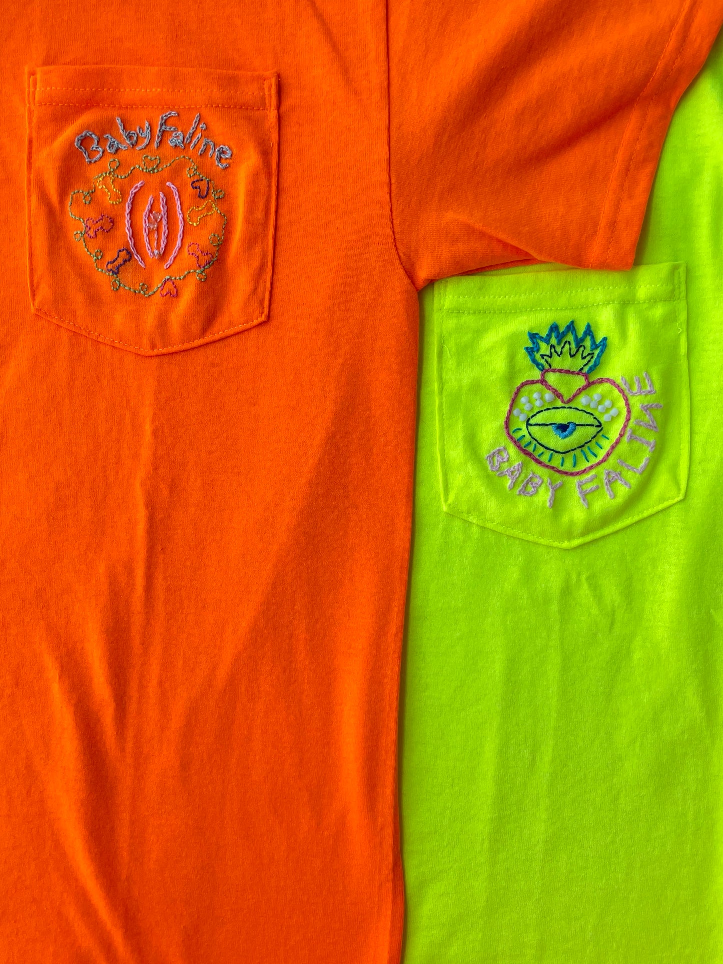 Pre Order Faline Enrejar for Baby Faline embroidery Tee in Neon Orange