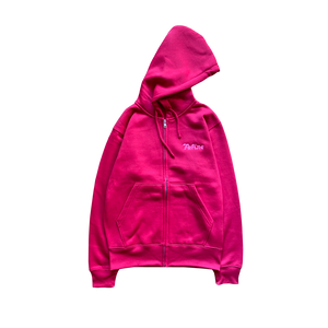 Faline Embroidery Zip-Up Hoodie Red