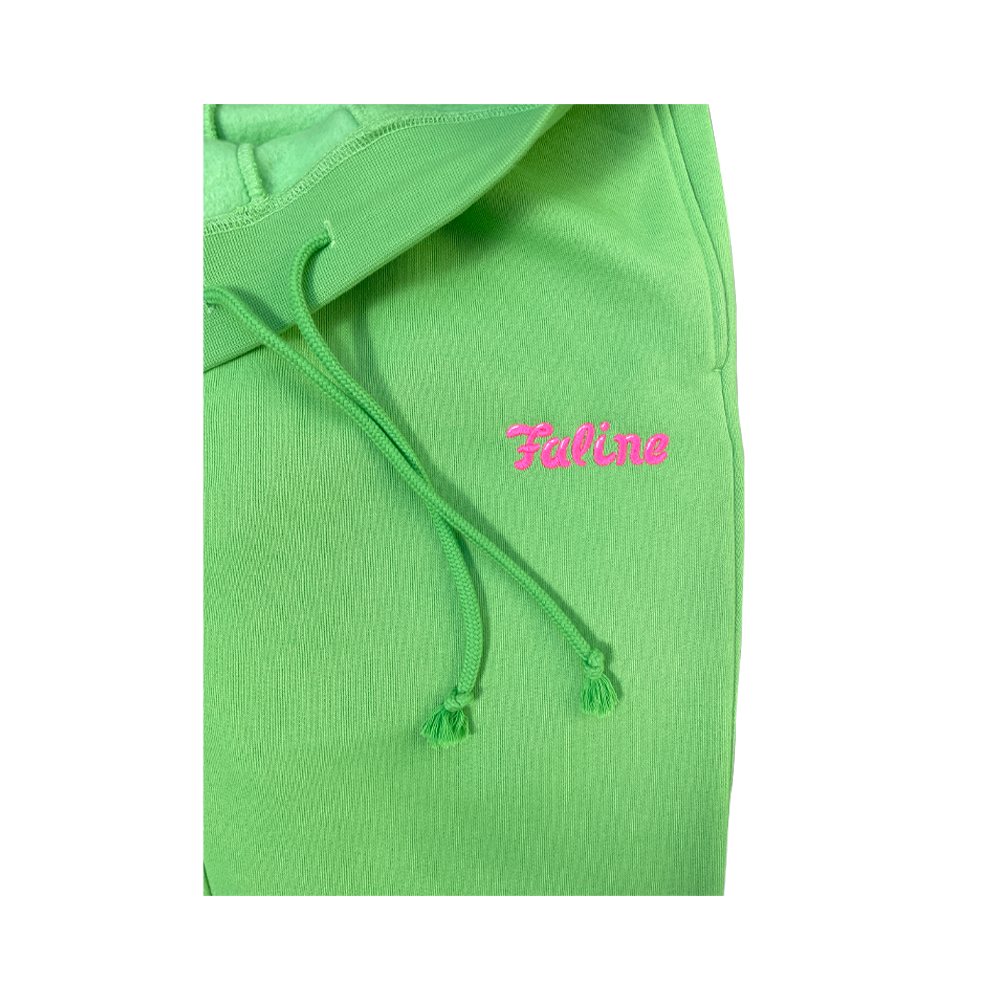 Faline Embroidery sweat pants Lime Green