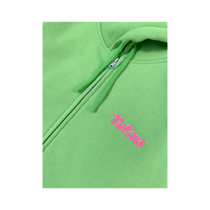 Faline Embroidery Zip-Up Hoodie Lime Green