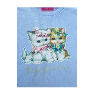 Faline Lolita cats long sleeve T-shirt in Baby Blue