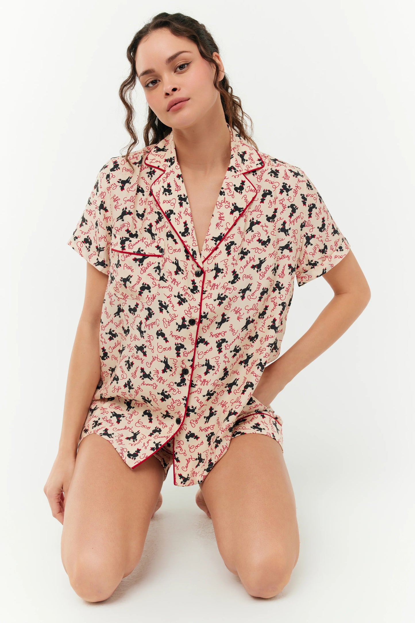 HVN Silk Alice Pajama Short Set in Pooble