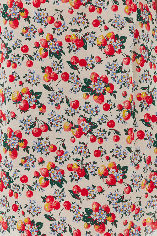 HVN Marie Mini Baby Doll Dress in Strawberry Cherry