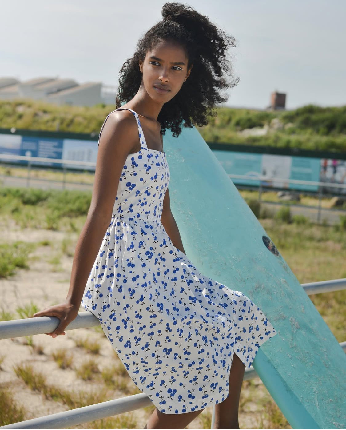 HVN Laura Cotton Dress in blue cherry Faline Tokyo HVN Laura Cotton Dress in blue cherry Faline Tokyo