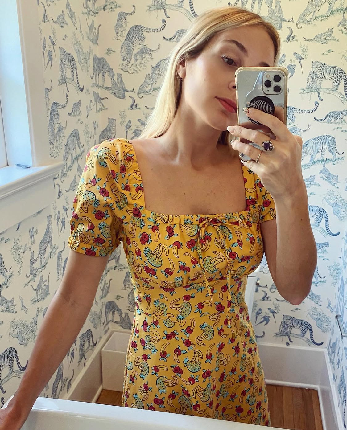 HVN Holland Dress in yellow Fruits