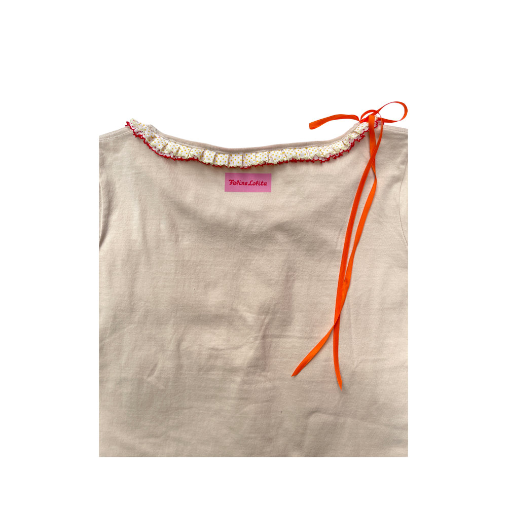 Faline revival 90’s frill tee in beige