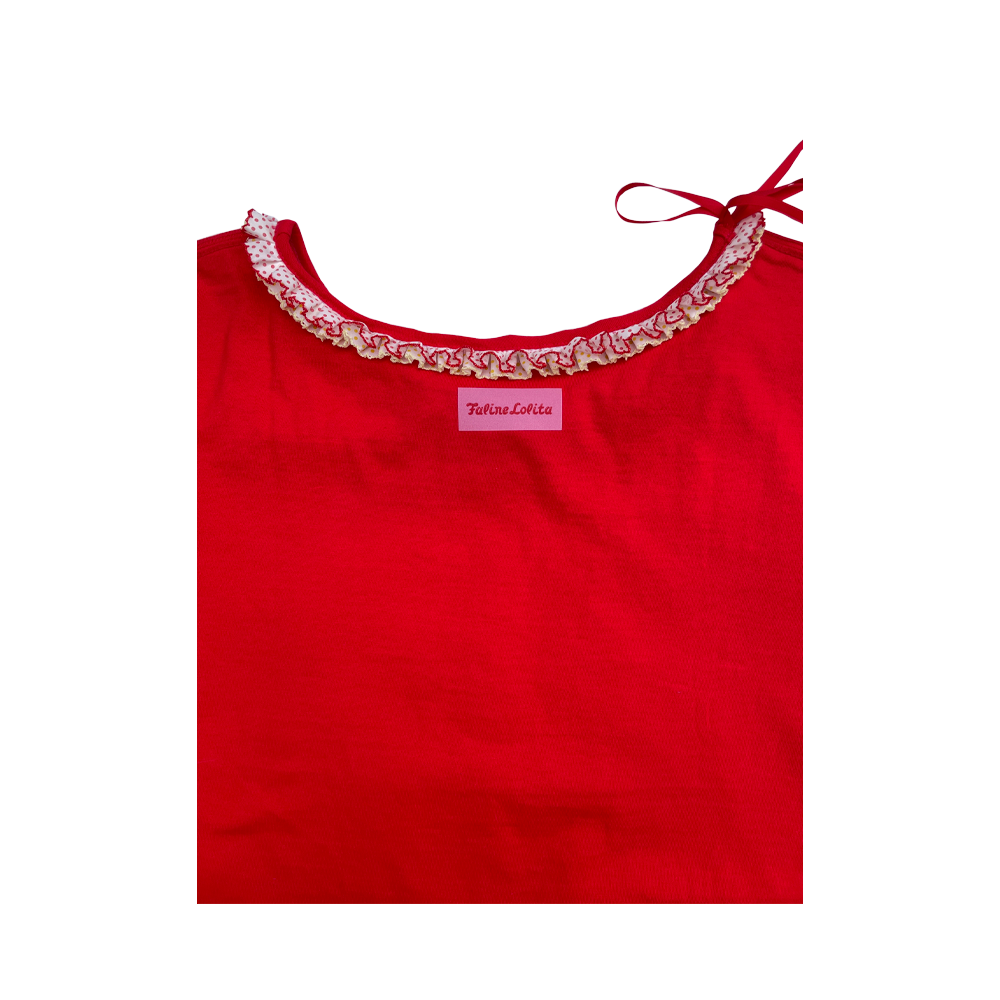 Faline revival 90’s frill tee in red
