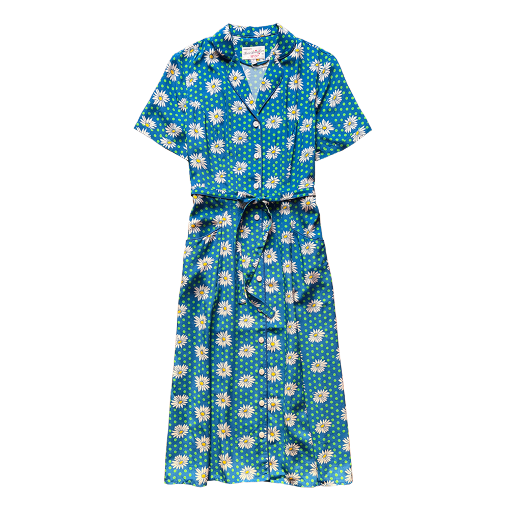 chinese dress ladies HVN Maria Dress in Blue Daisy dot – Faline Tokyo