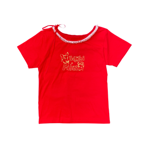 Faline revival 90’s frill tee in red