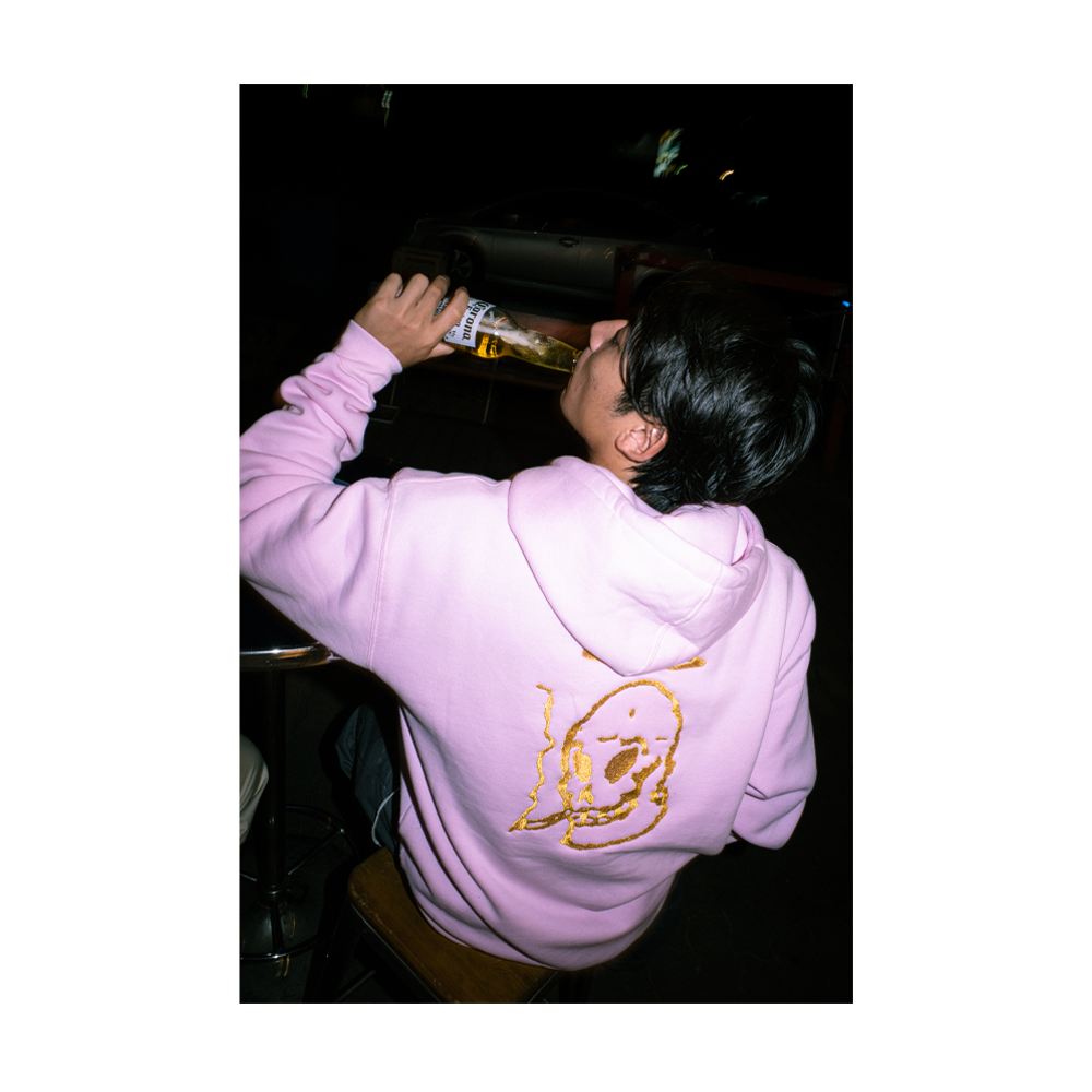 Paradis3 Halo Skull Hood(Embroidered) pink