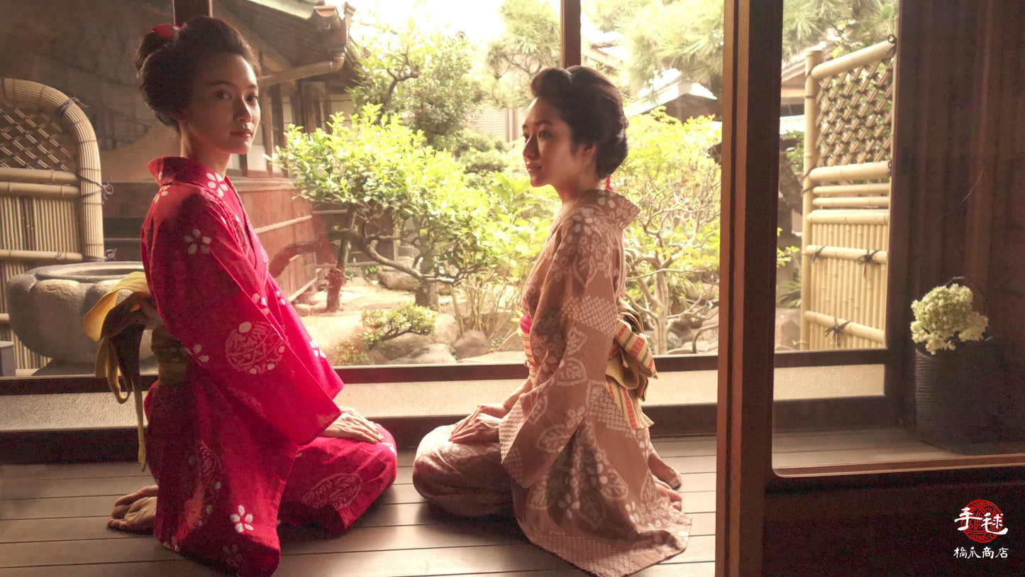 Baby Mary x 橋爪商店 有松鳴海絞り浴衣「手毬」Beige Hydrangea