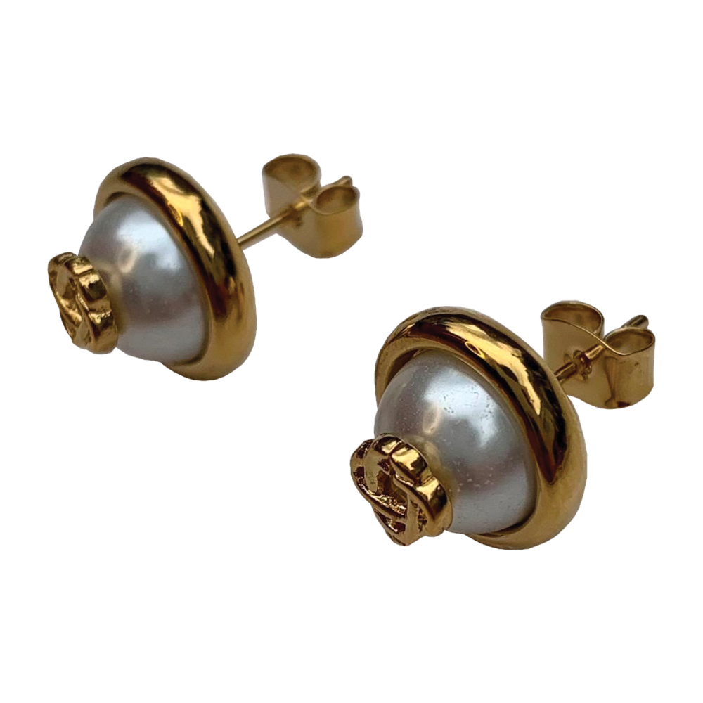 Casablanca Pearl logo earrings