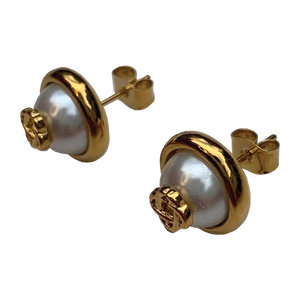 Casablanca Pearl logo earrings