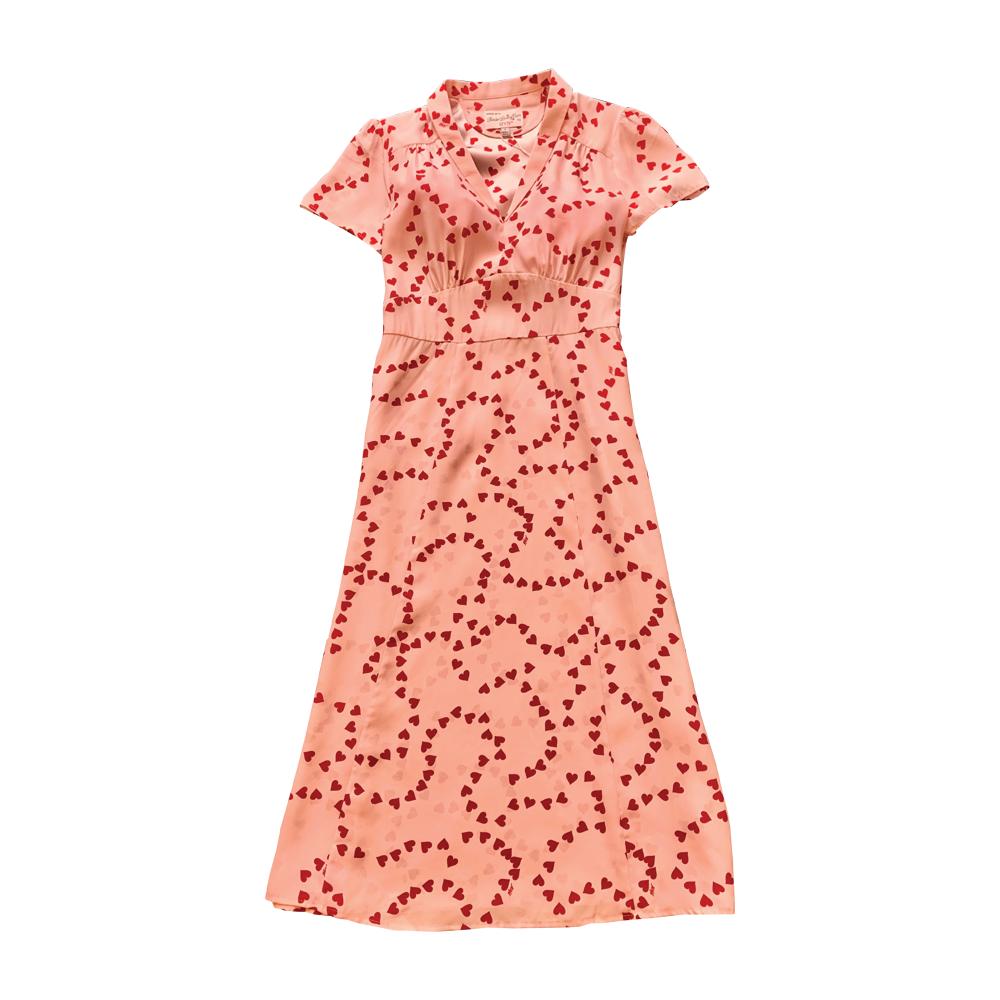 Hvn Morgan String Of Hearts Silk Midi Dress HVN Morgan40s dress String of  hearts  Faline Tokyo