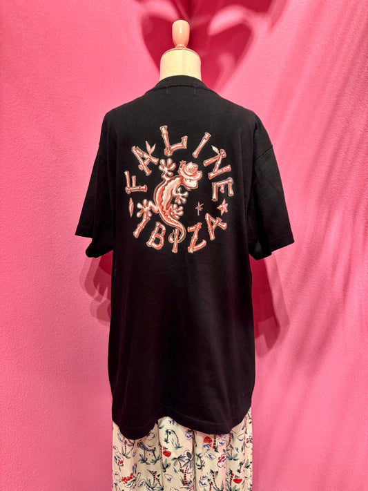 Antoine Kruk x Faline IBIZA Tee Gecko on back in black