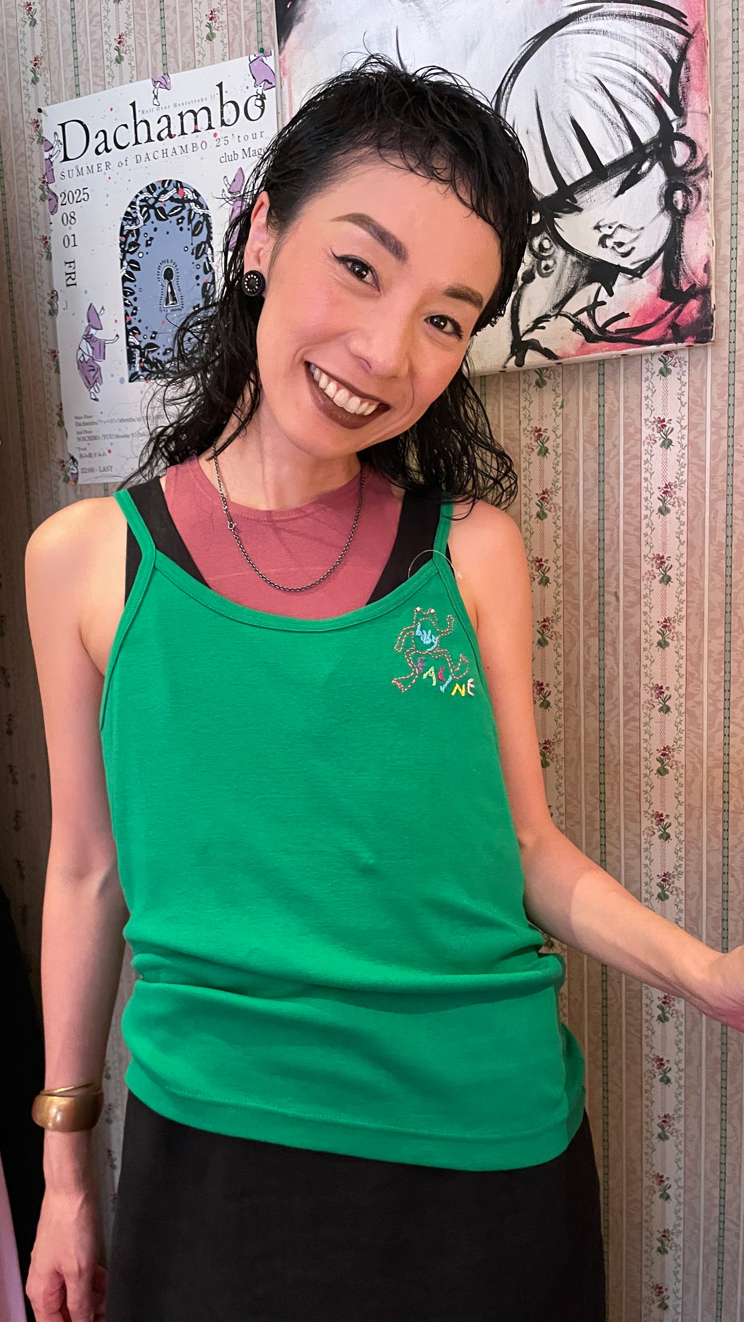 Pre Order Faline Enrejar for Baby Faline embroidery Cami in green