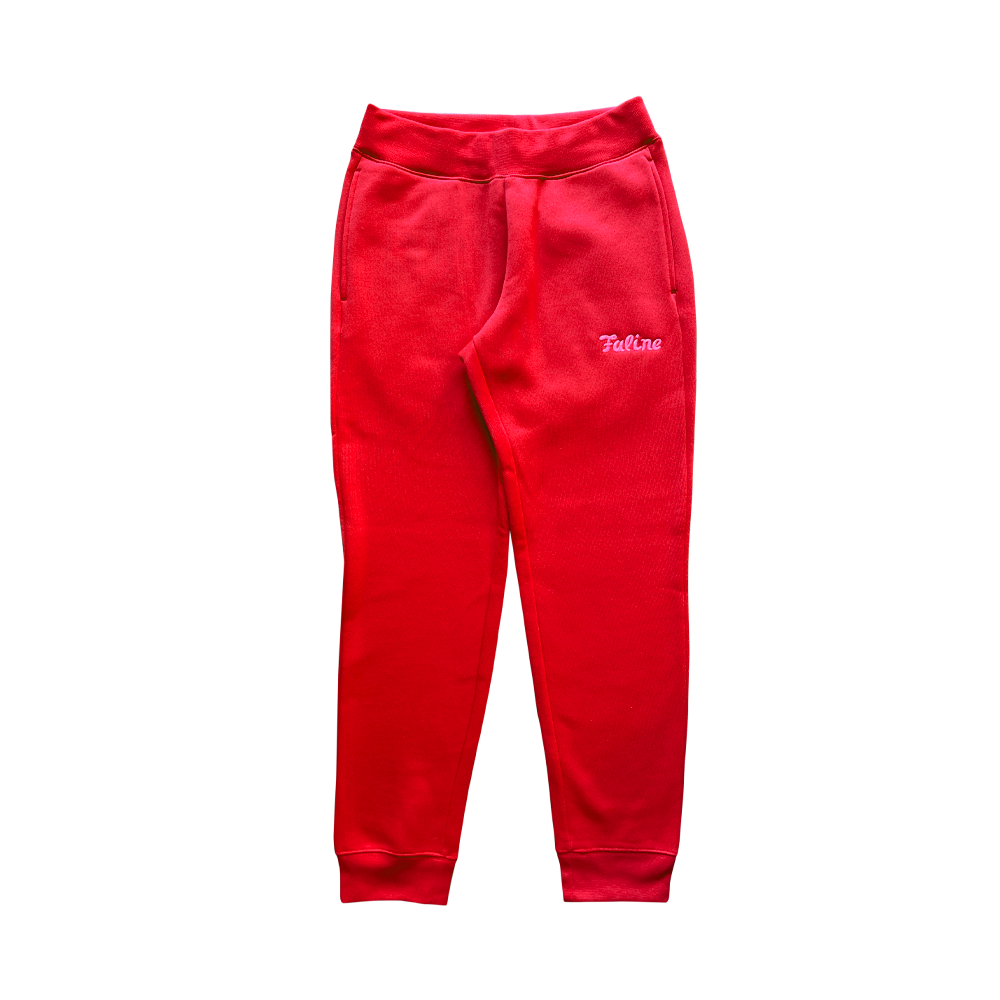 Faline Embroidery sweat pants Red