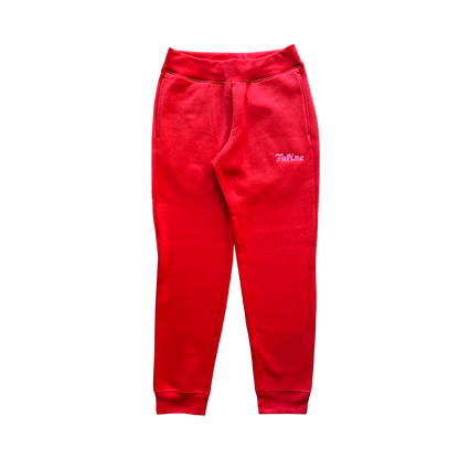 Faline Embroidery sweat pants Red