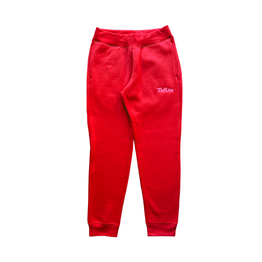 Faline Embroidery sweat pants Red