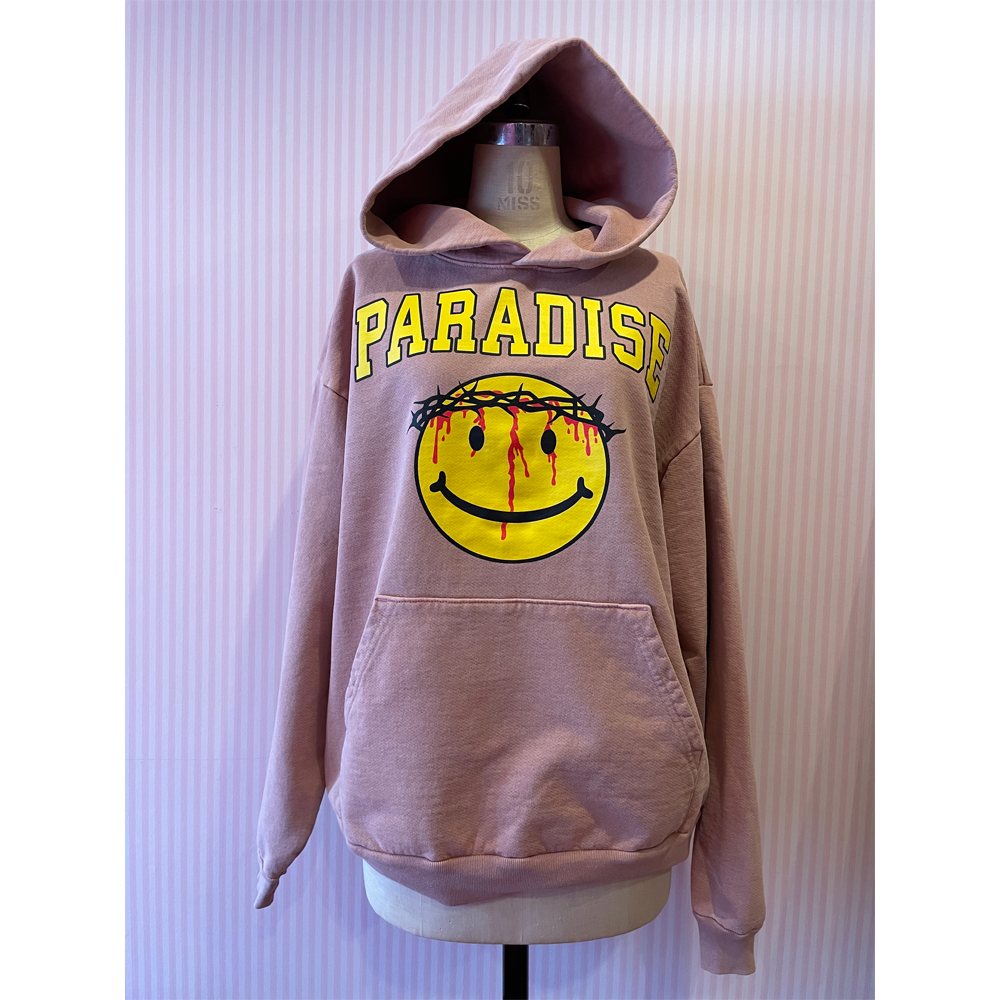 Paradis3 SMILEY JESUS HOOD in Pink