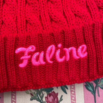 Faline lolita knitted Beanie in Red