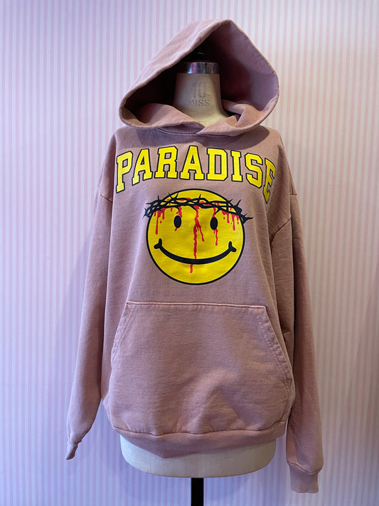 Paradis3 SMILEY JESUS HOOD in Pink