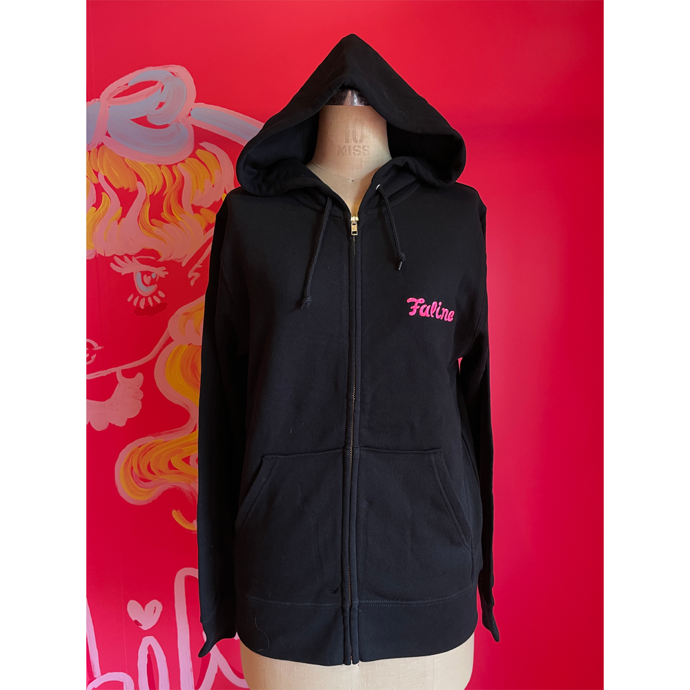 Faline Embroidery Hoody Cotton Black