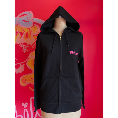 Faline Embroidery Hoody Cotton Black