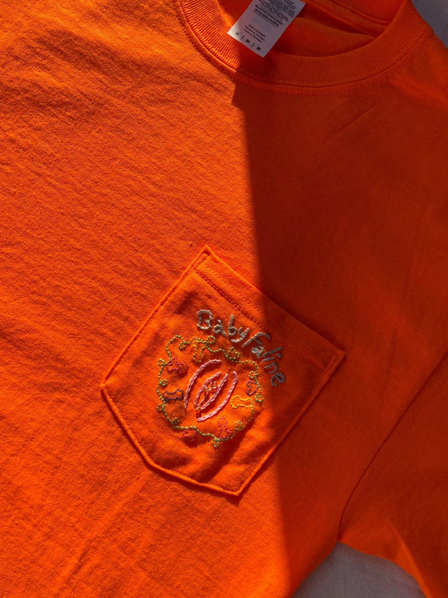 Pre Order Faline Enrejar for Baby Faline embroidery Tee in Neon Orange