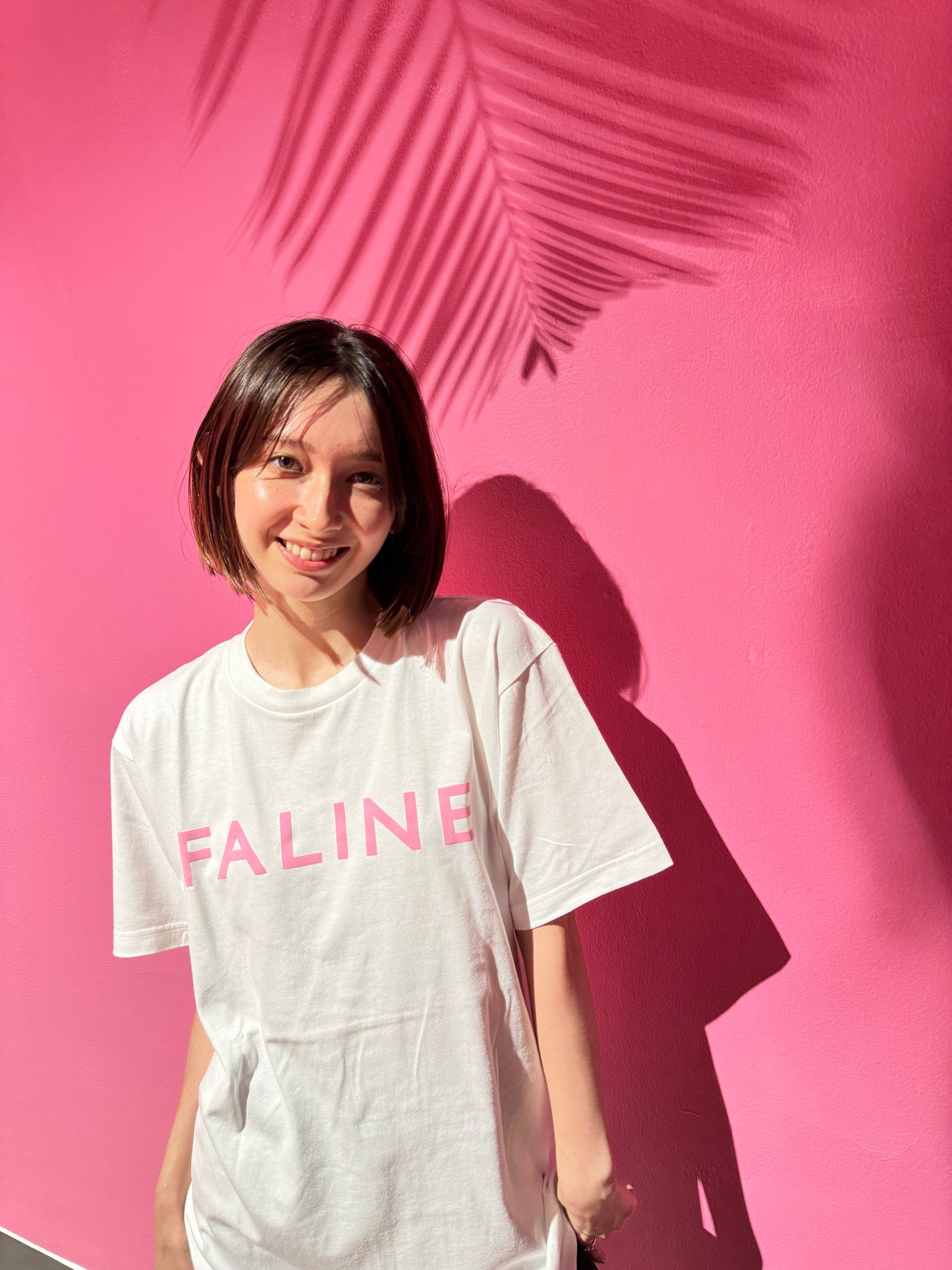 Faline logo Flocked Tee White