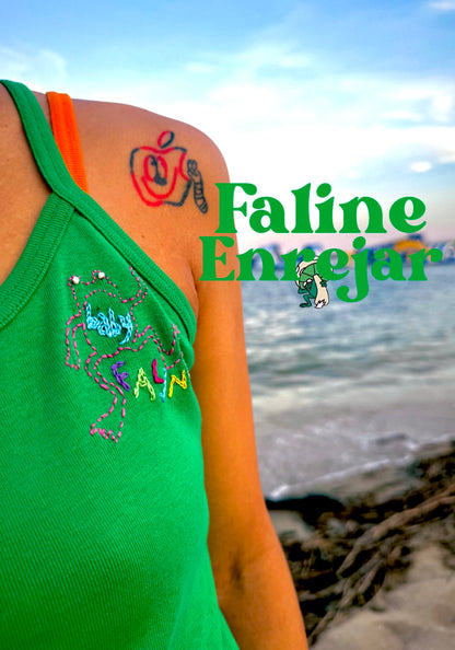 Pre Order Faline Enrejar for Baby Faline embroidery Cami in green