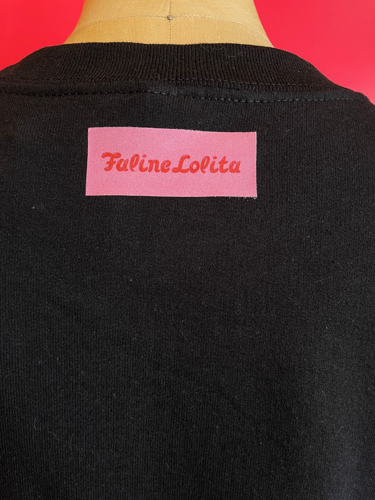 Faline lolita cat Crew Sweat  in black