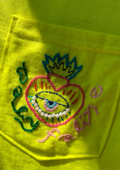 Pre Order Faline Enrejar for Baby Faline embroidery Tee in Neon Yellow