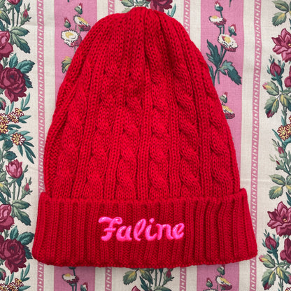 Faline lolita knitted Beanie in Red