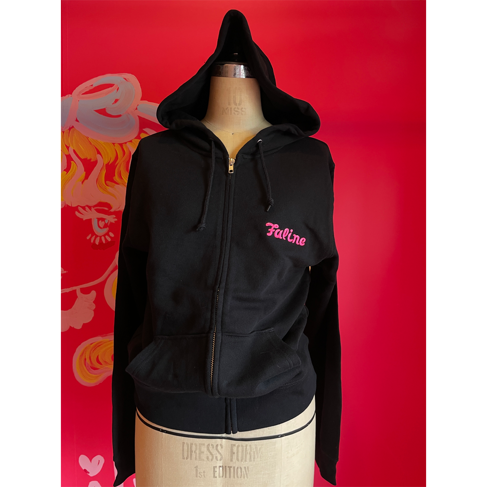 Faline Embroidery Hoody Cotton Black