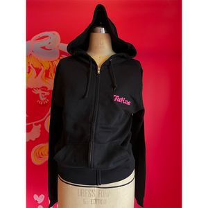 Faline Embroidery Hoody Cotton Black