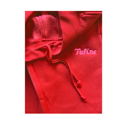 Faline Embroidery sweat pants Red