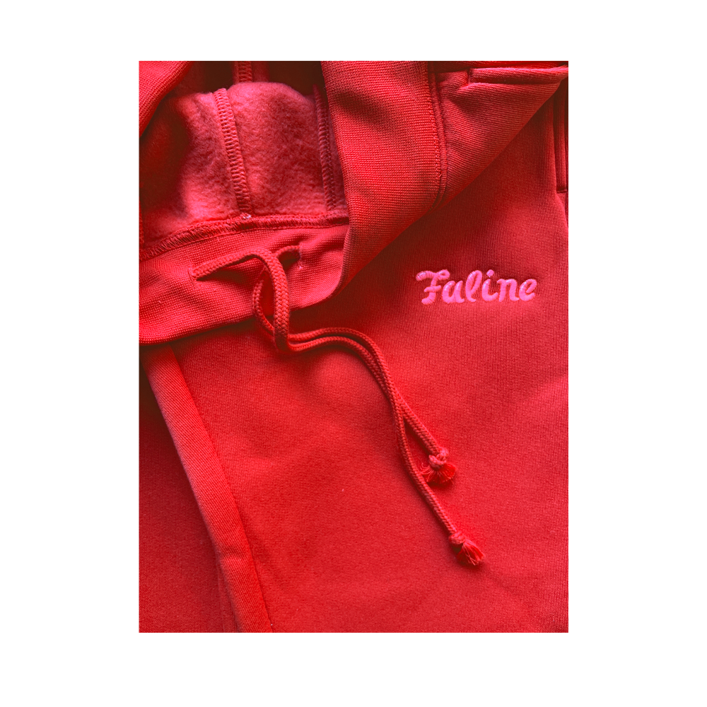 Faline Embroidery sweat pants Red
