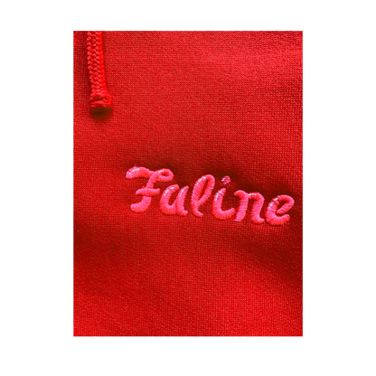 Faline Embroidery Zip-Up Hoodie Red