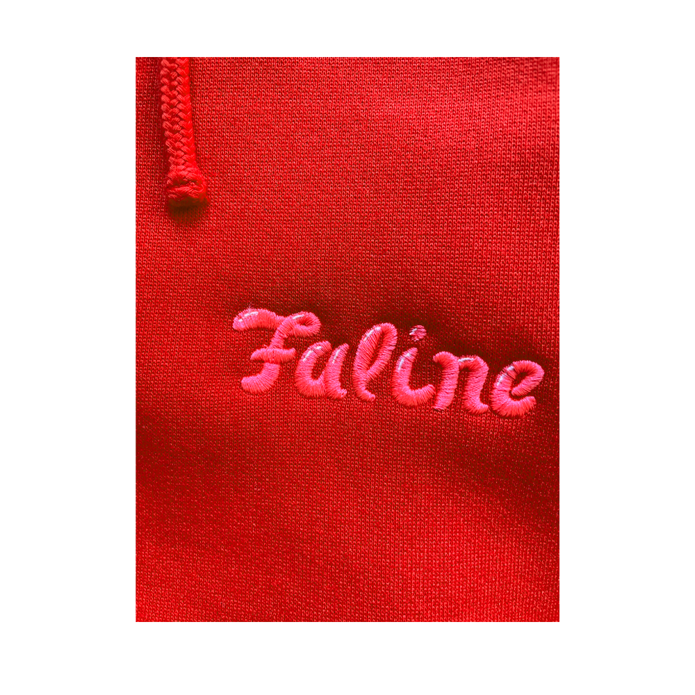 Faline Embroidery Zip-Up Hoodie Red