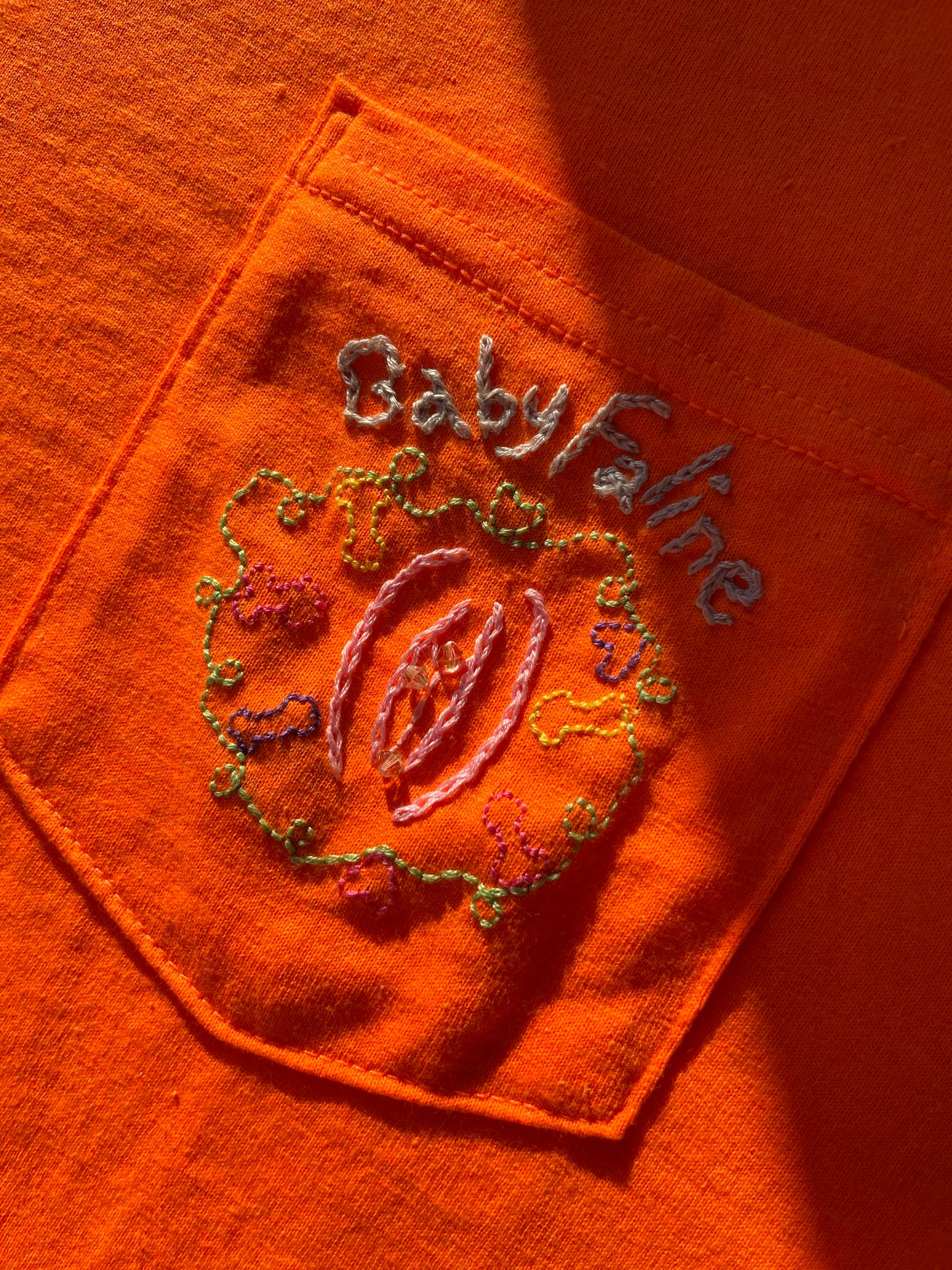 Pre Order Faline Enrejar for Baby Faline embroidery Tee in Neon Orange