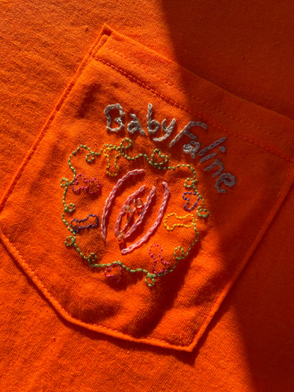 Pre Order Faline Enrejar for Baby Faline embroidery Tee in Neon Orange