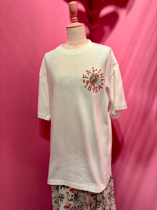 Antoine Kruk x Faline IBIZA Organic Tee colorful Gecko in White