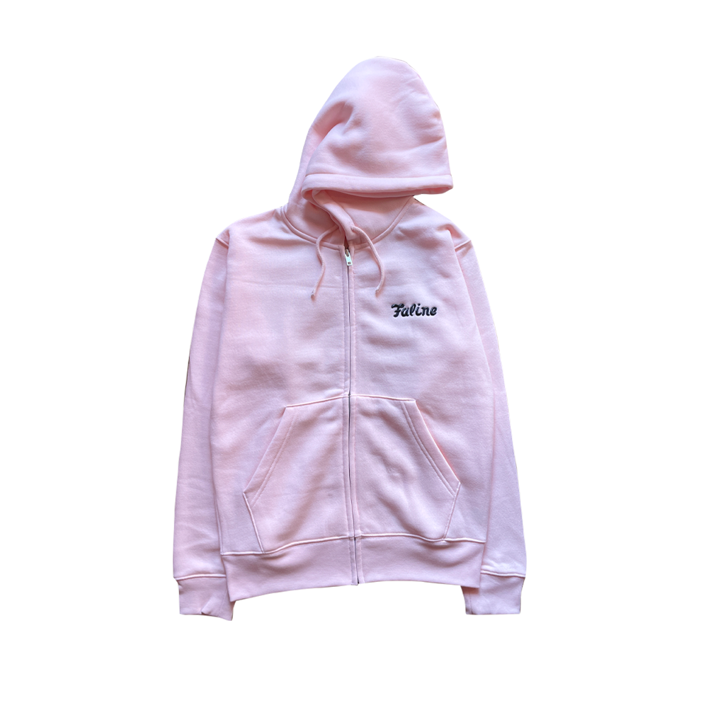 Faline Embroidery Zip-Up Hoodie Pink