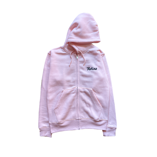 Faline Embroidery Zip-Up Hoodie Pink