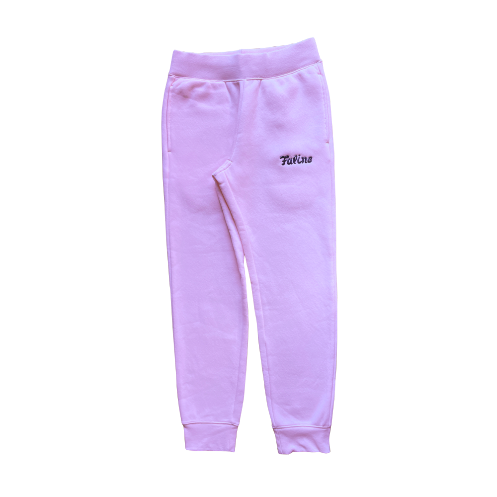 Faline Embroidery sweat pants Pink