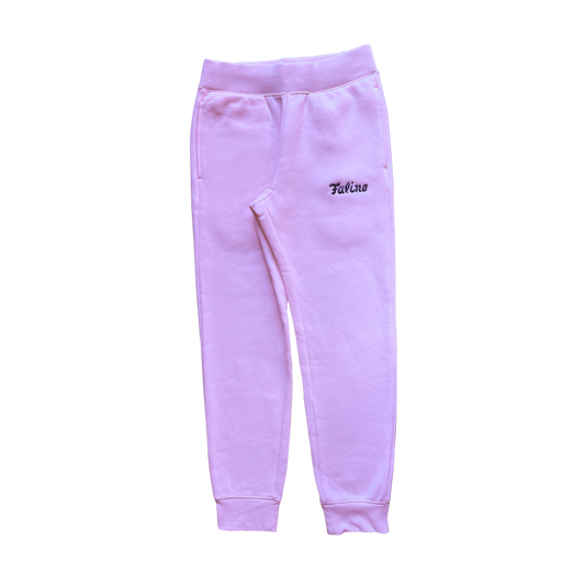 Faline Embroidery sweat pants Pink