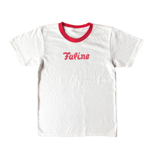 Faline Lolita kids Ringer Tee red