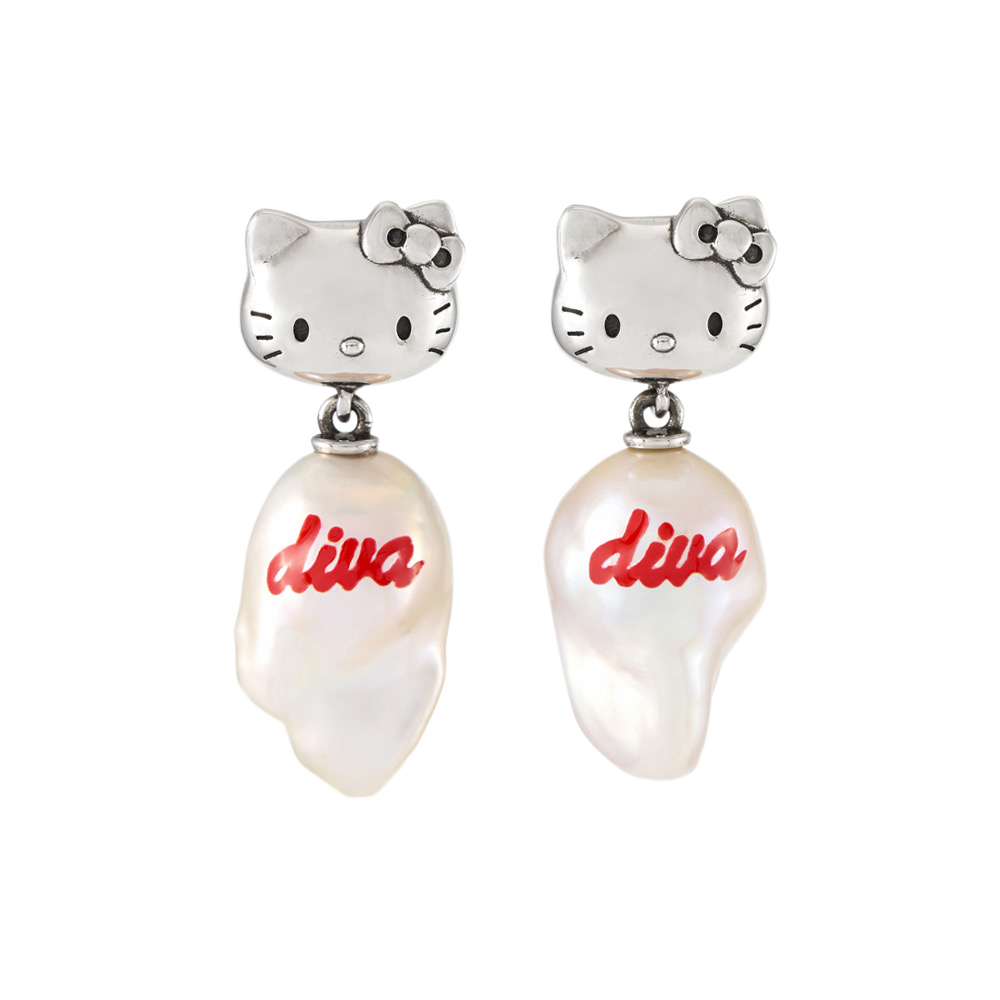 JIWINAIA HELLO KITTY DIVA PEARL EARRINGS