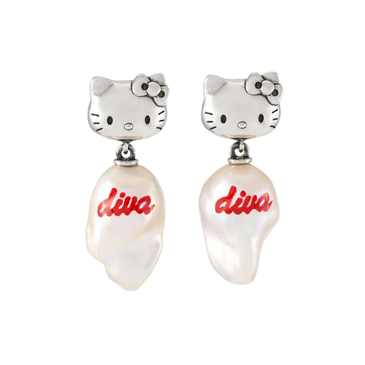 JIWINAIA HELLO KITTY DIVA PEARL EARRINGS